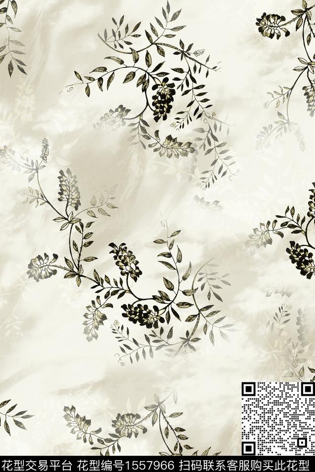 年轻女性花卉渐变数码印花华亿平台下载（图片编号: 1557966） - 瓦栏（Walan）