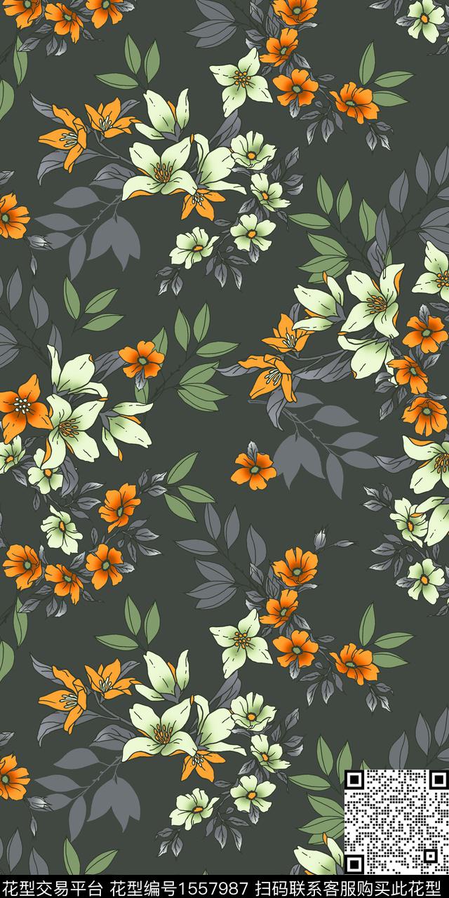 满版散花小碎花复古数码印花华亿平台下载（图片编号: 1557987） - 瓦栏（Walan）