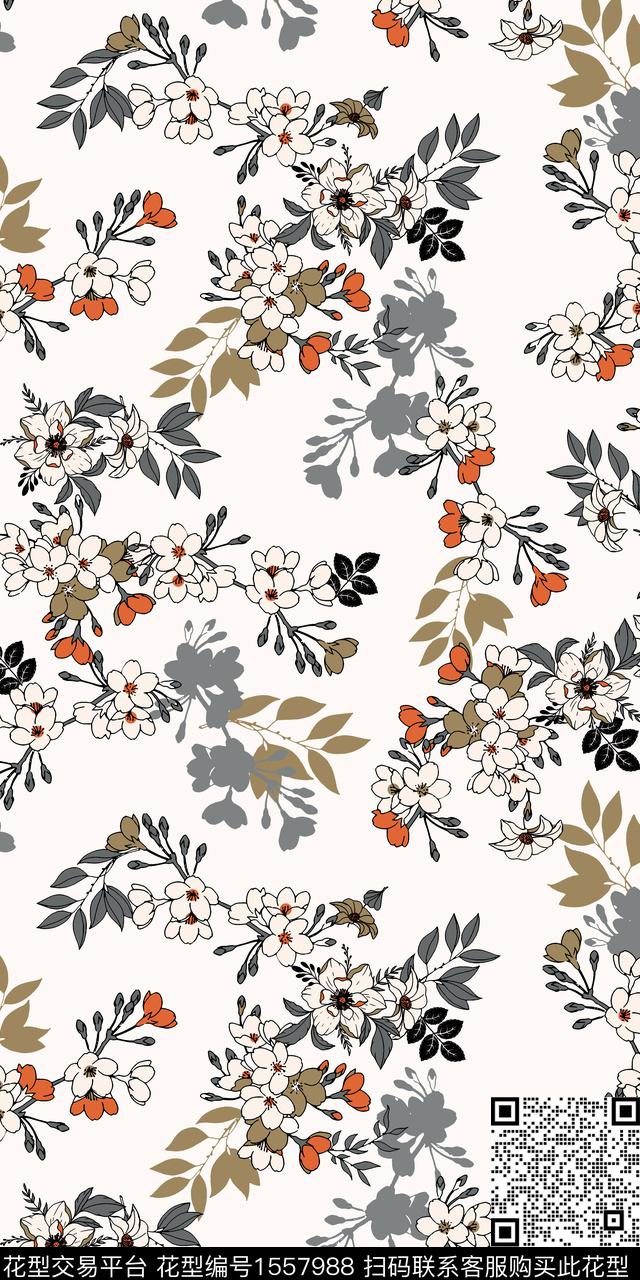 满版散花剪影复古数码印花华亿平台下载（图片编号: 1557988） - 瓦栏（Walan）