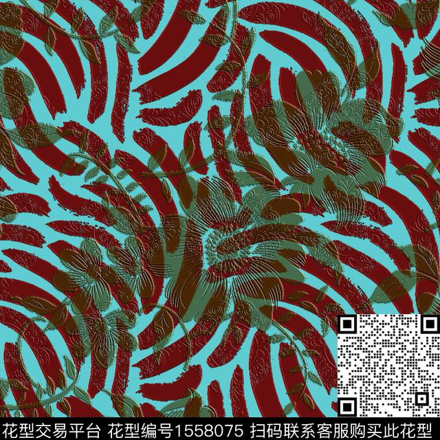 定位花浮雕版画数码印花华亿平台下载（图片编号: 1558075） - 瓦栏（Walan）