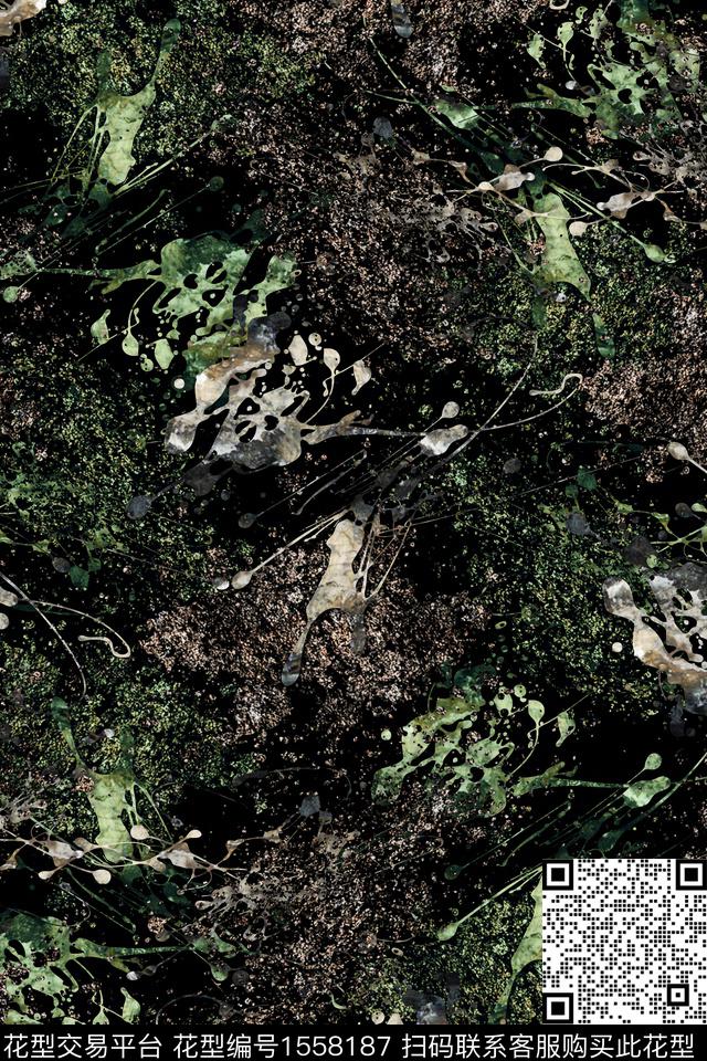 抽象涂鸦墨迹数码印花华亿平台下载（图片编号: 1558187） - 瓦栏（Walan）