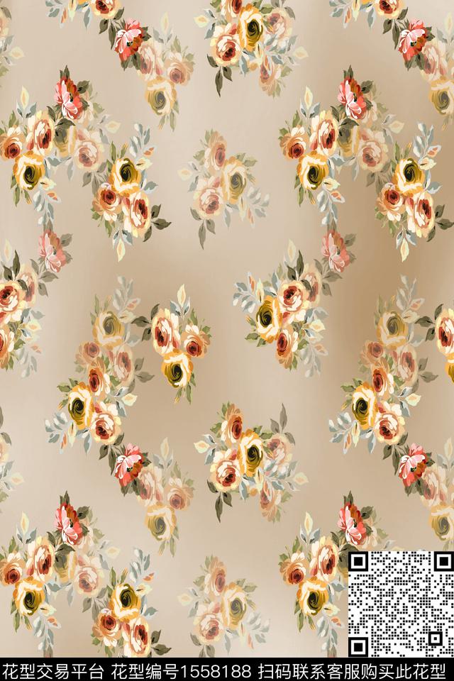 小碎花影花花卉数码印花华亿平台下载（图片编号: 1558188） - 瓦栏（Walan）