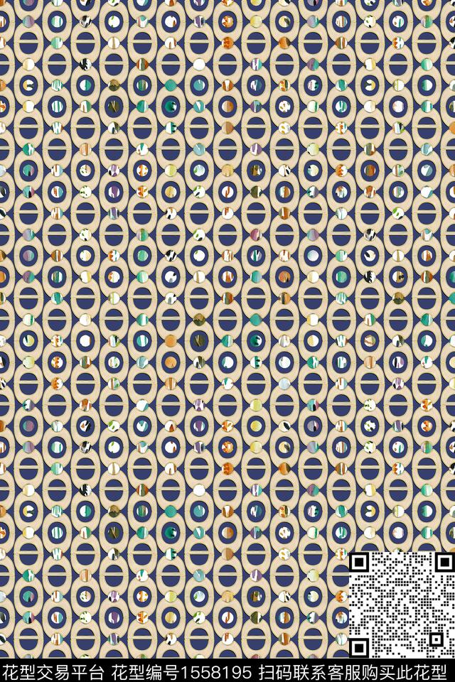 几何圆水彩数码印花华亿平台下载（图片编号: 1558195） - 瓦栏（Walan）