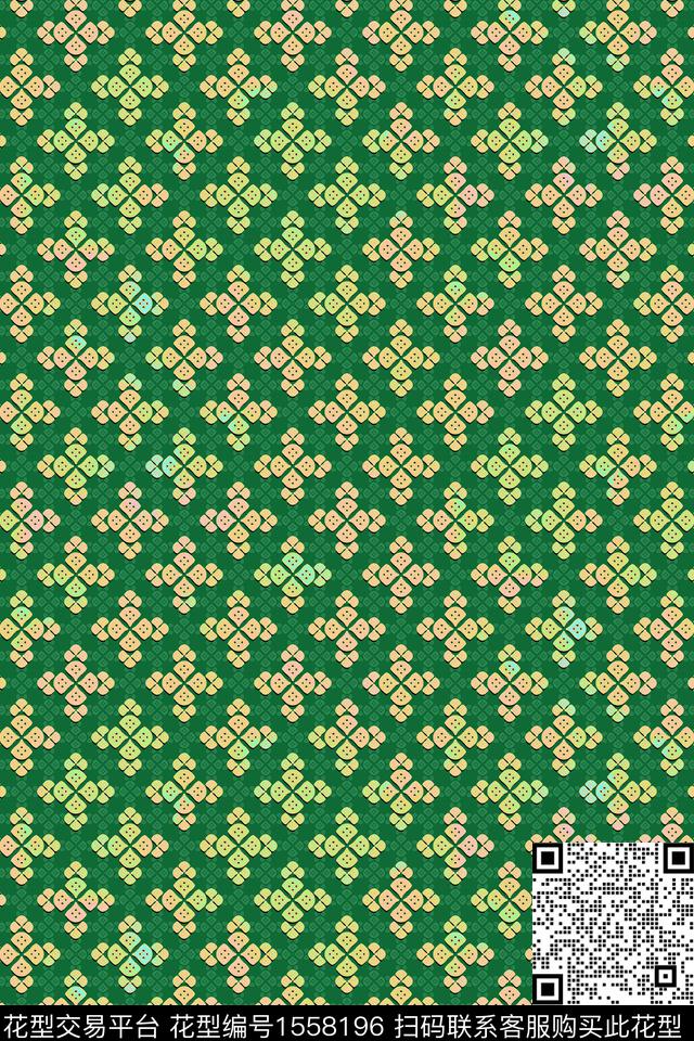 几何民族纹样几何花卉传统印花华亿平台下载（图片编号: 1558196） - 瓦栏（Walan）