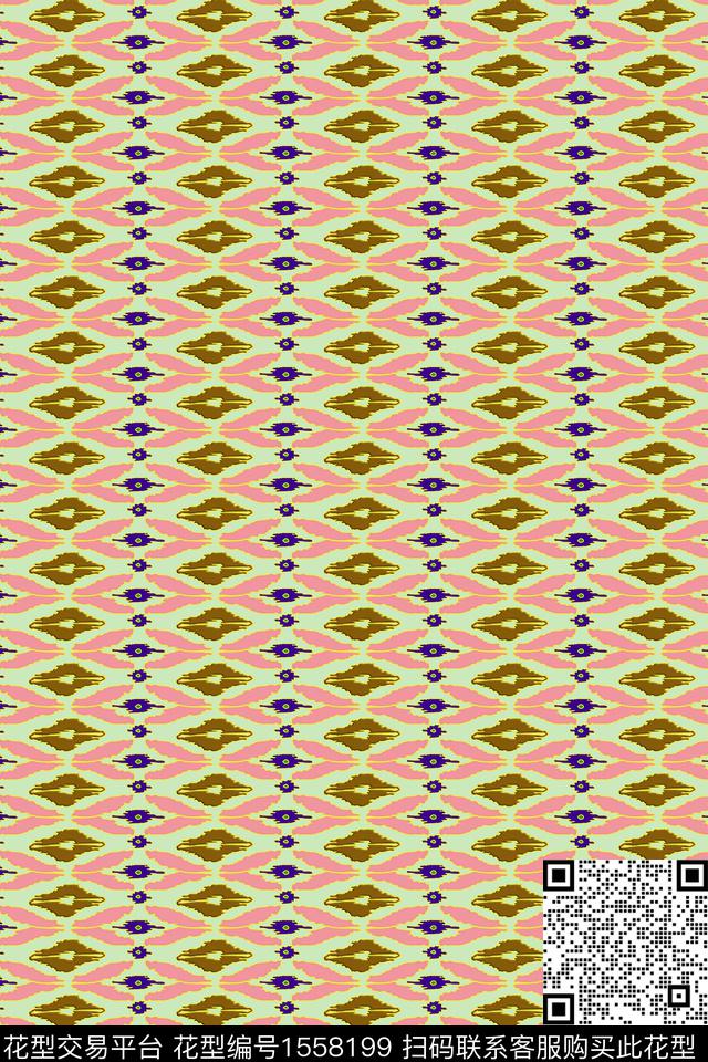 连续民族纹样抽象数码印花华亿平台下载（图片编号: 1558199） - 瓦栏（Walan）