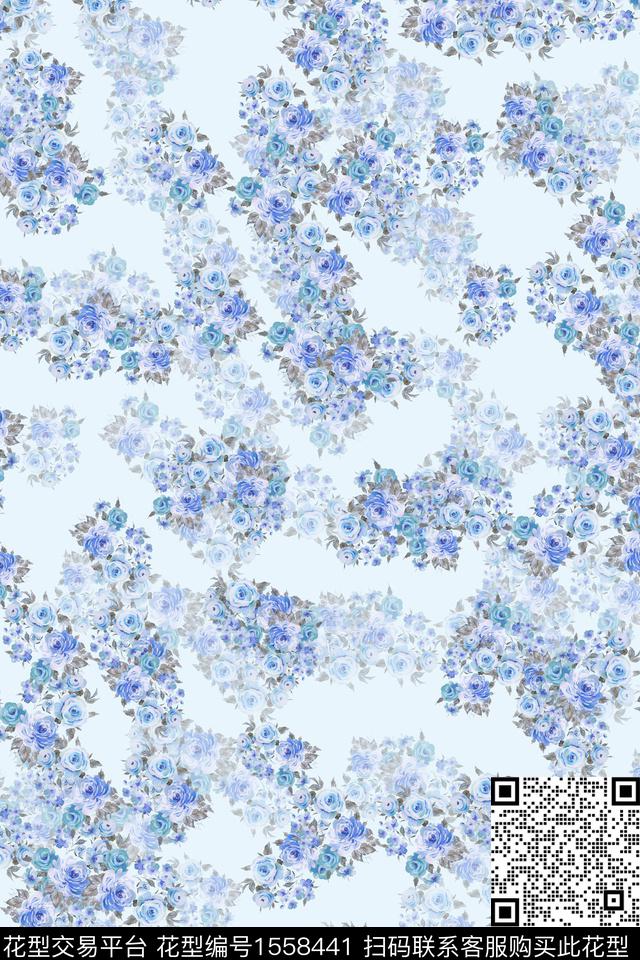 小清新水彩小碎花数码印花华亿平台下载（图片编号: 1558441） - 瓦栏（Walan）