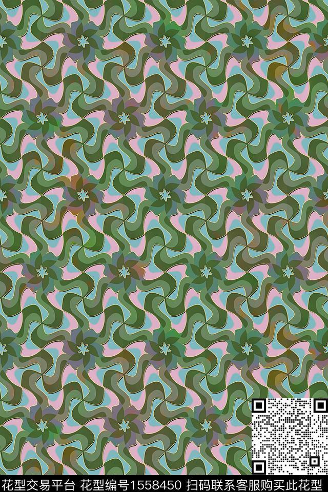 连续抽象平面花卉数码印花华亿平台下载（图片编号: 1558450） - 瓦栏（Walan）