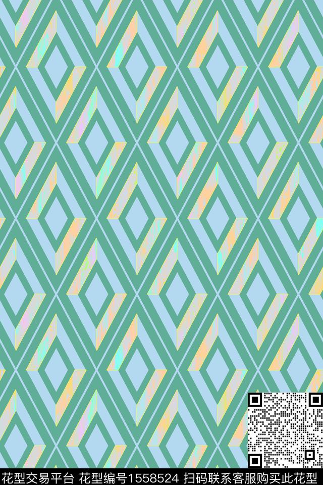几何菱形渐变数码印花华亿平台下载（图片编号: 1558524） - 瓦栏（Walan）