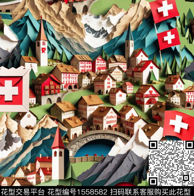 建筑房屋山峰数码印花华亿平台下载（图片编号: 1558582） - 瓦栏（Walan）