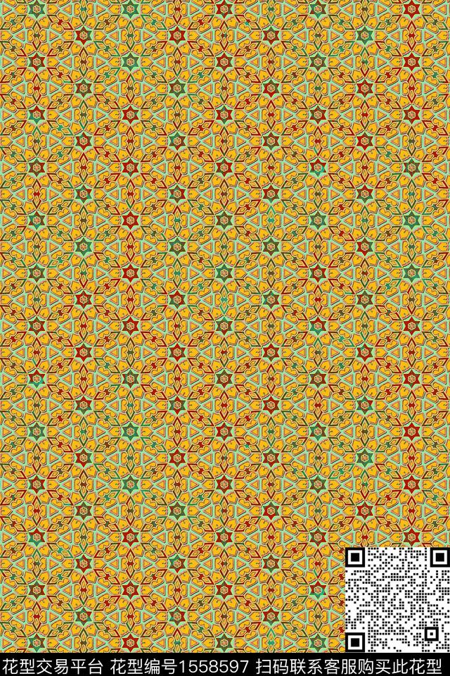 连续民族纹样几何数码印花华亿平台下载（图片编号: 1558597） - 瓦栏（Walan）
