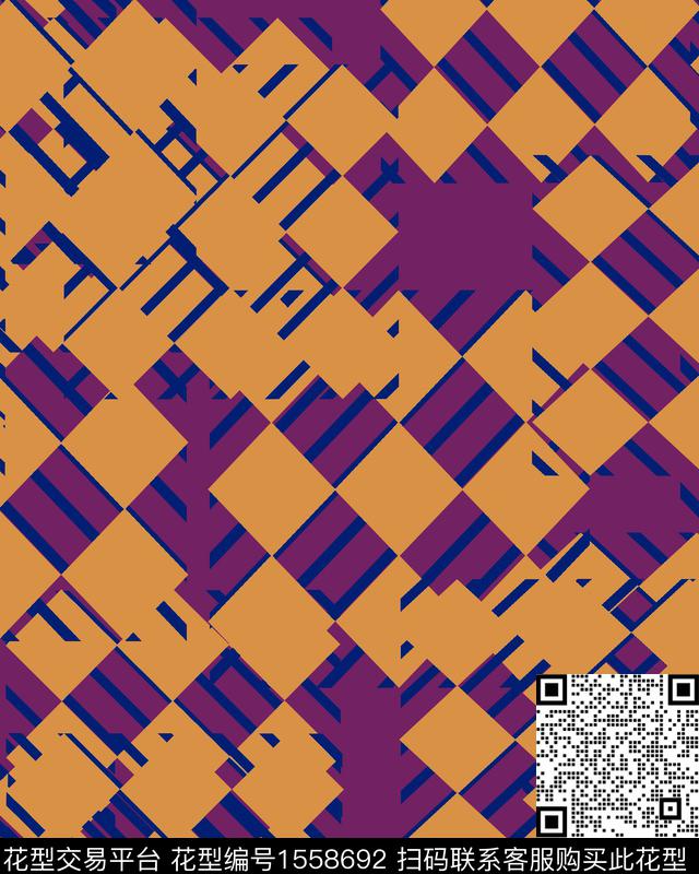 混合拼接几何抽象数码印花华亿平台下载（图片编号: 1558692） - 瓦栏（Walan）