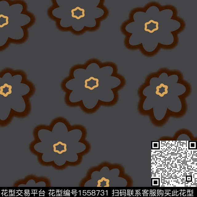 线条画女装花卉数码印花华亿平台下载（图片编号: 1558731） - 瓦栏（Walan）