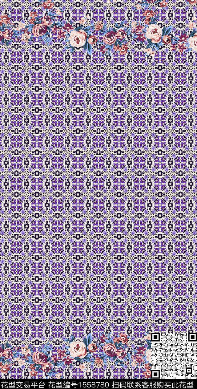 中老年民族风女装定位花数码印花华亿平台下载（图片编号: 1558780） - 瓦栏（Walan）