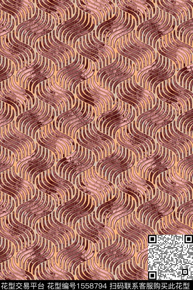 连续民族纹样条纹数码印花华亿平台下载（图片编号: 1558794） - 瓦栏（Walan）