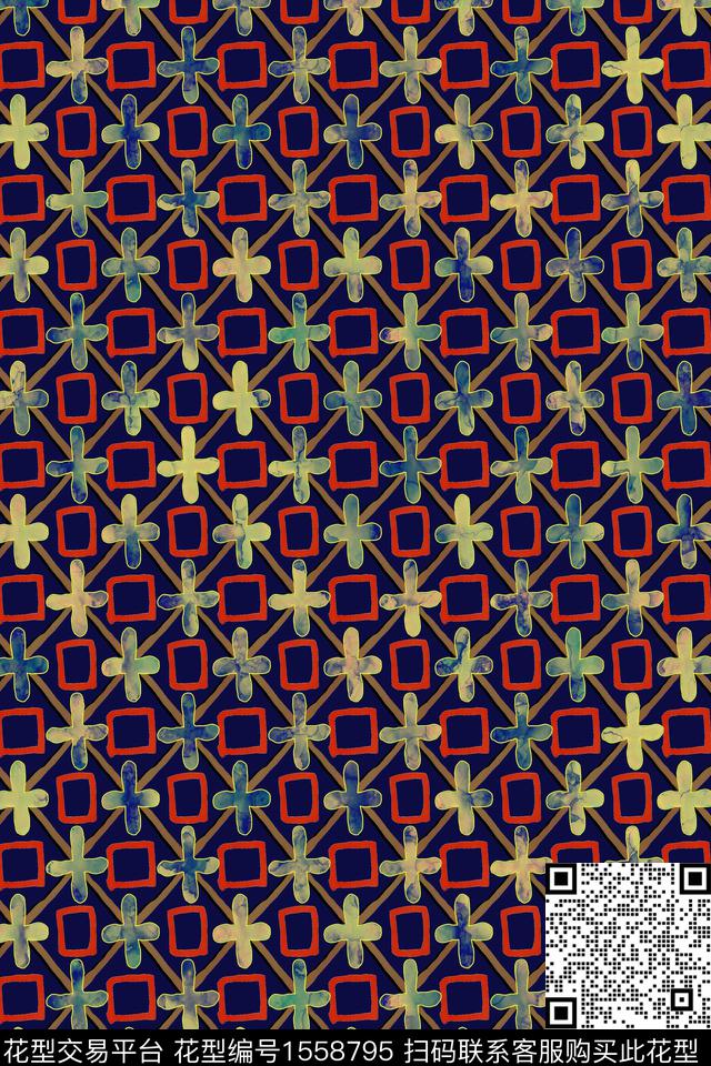连续民族纹样几何数码印花华亿平台下载（图片编号: 1558795） - 瓦栏（Walan）