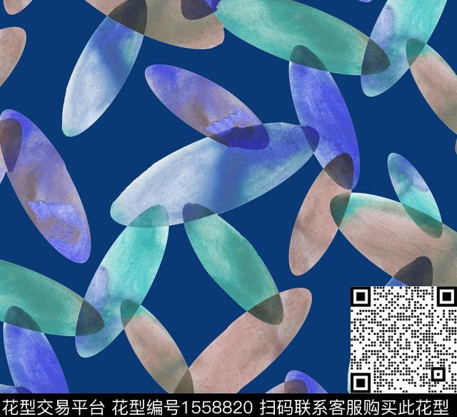 水彩几何椭圆数码印花华亿平台下载（图片编号: 1558820） - 瓦栏（Walan）