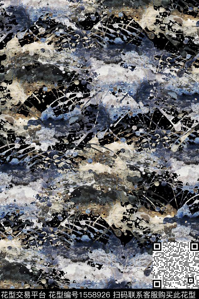 抽象肌理涂鸦数码印花华亿平台下载（图片编号: 1558926） - 瓦栏（Walan）