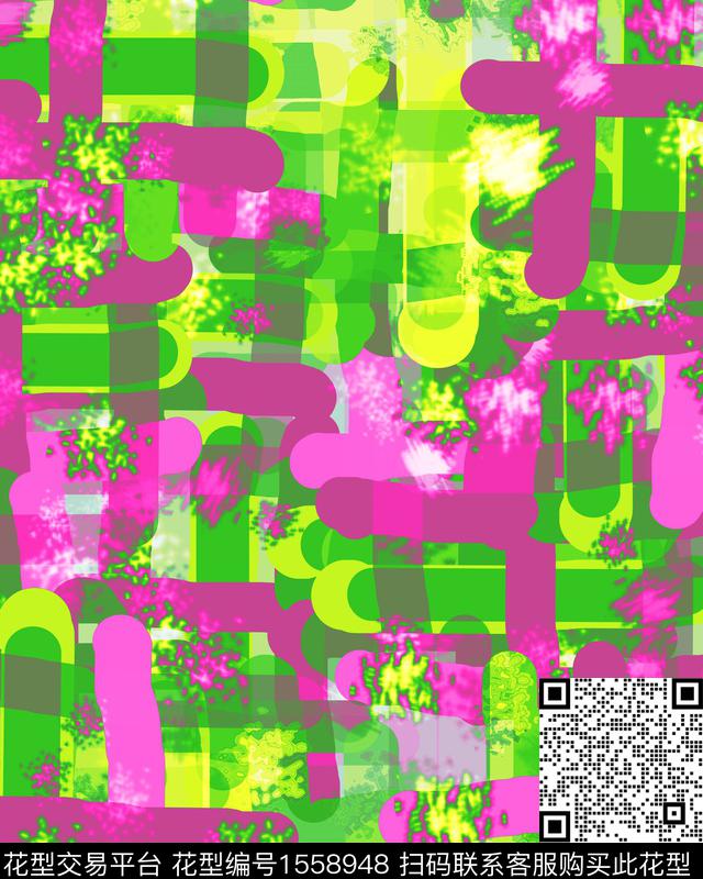 混合拼接几何条纹数码印花华亿平台下载（图片编号: 1558948） - 瓦栏（Walan）