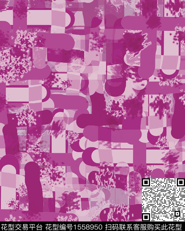 混合拼接几何条纹数码印花华亿平台下载（图片编号: 1558950） - 瓦栏（Walan）