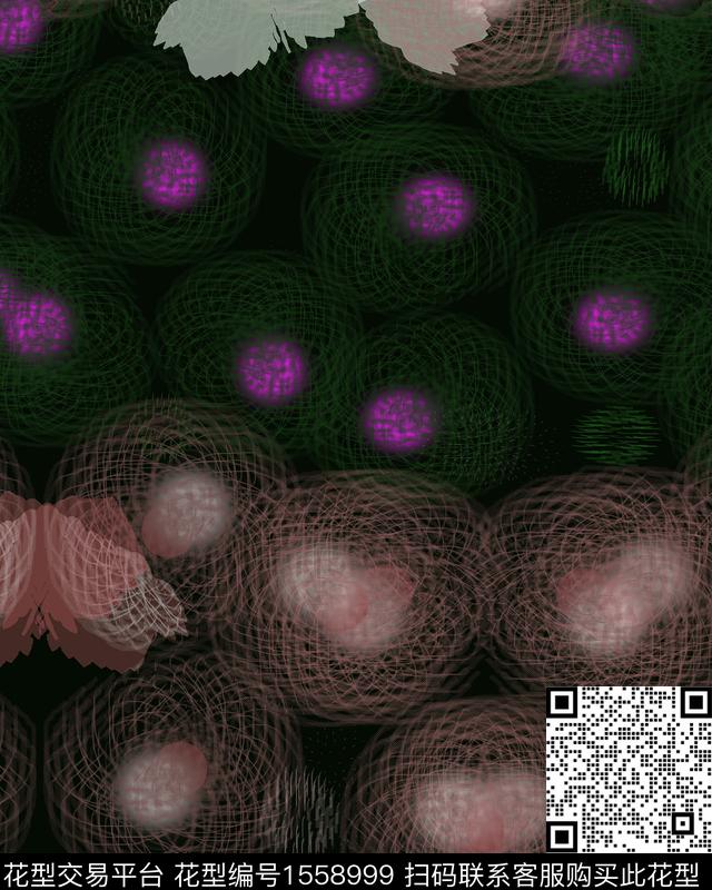 抽象线条肌理数码印花华亿平台下载（图片编号: 1558999） - 瓦栏（Walan）