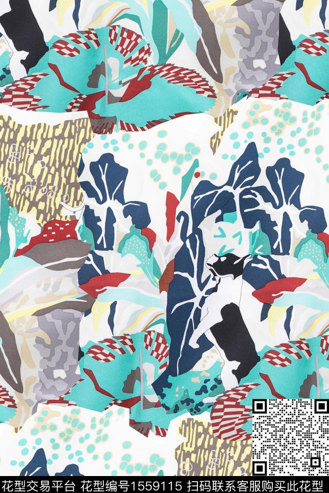 时尚复古抽象数码印花华亿平台下载（图片编号: 1559115） - 瓦栏（Walan）