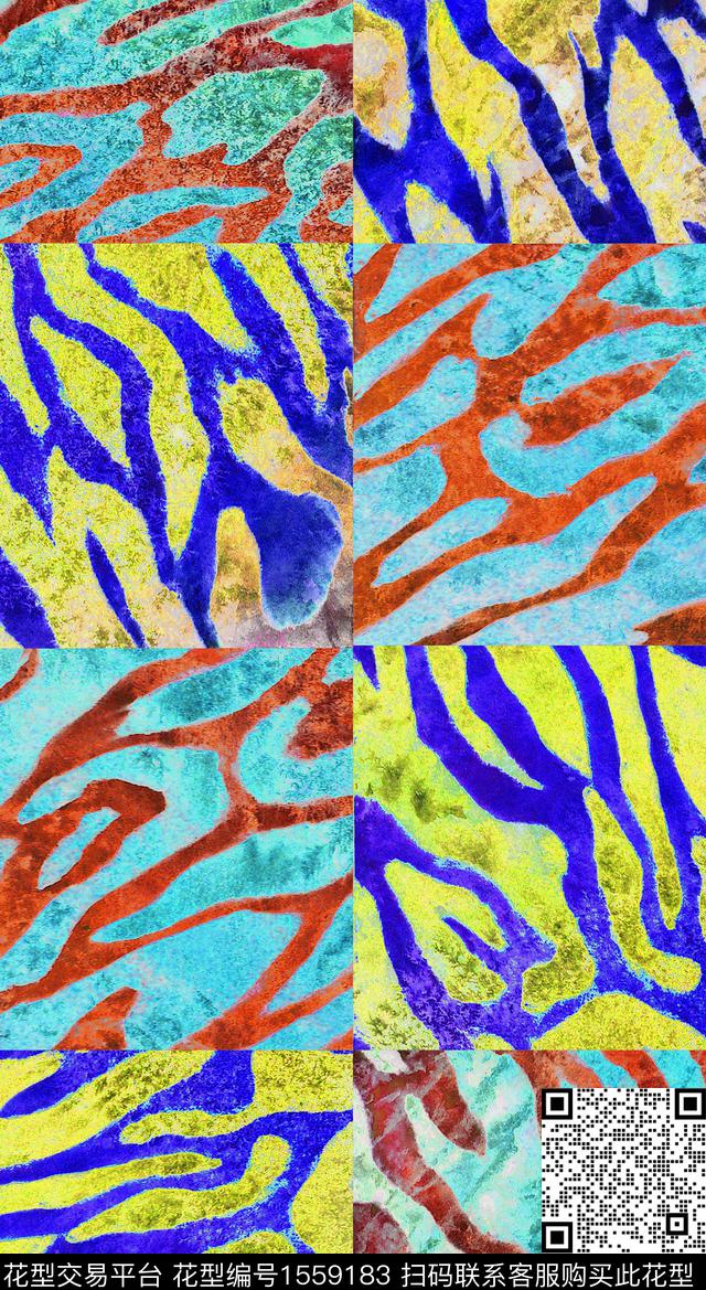 几何动物纹彩色数码印花华亿平台下载（图片编号: 1559183） - 瓦栏（Walan）