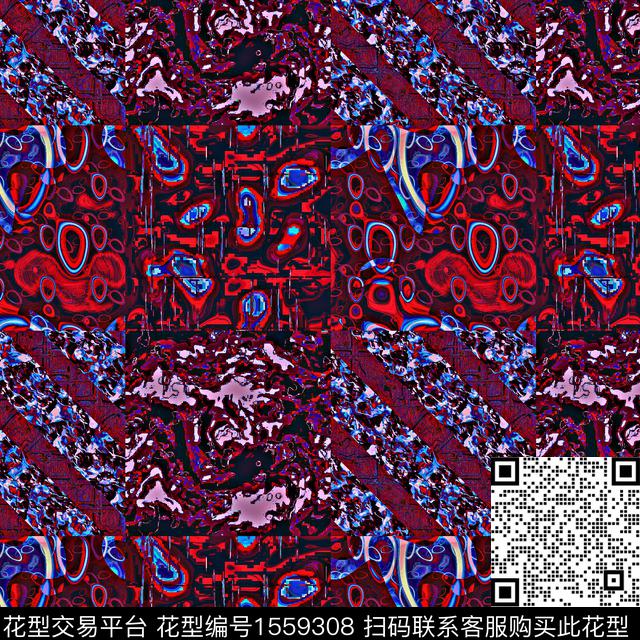 混合拼接男装抽象数码印花华亿平台下载（图片编号: 1559308） - 瓦栏（Walan）