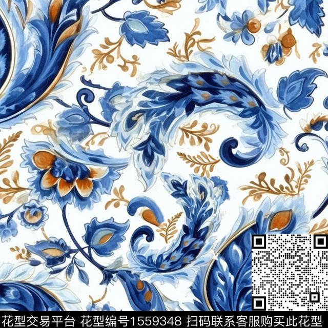 水彩花卉民族风数码印花华亿平台下载（图片编号: 1559348） - 瓦栏（Walan）