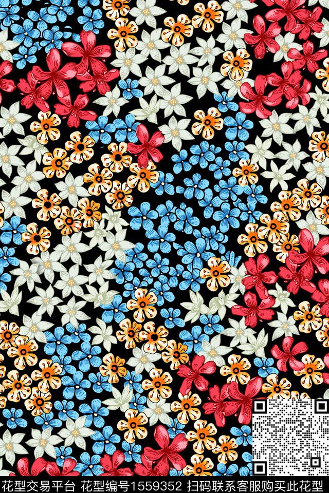 满版散花小碎花花卉数码印花华亿平台下载（图片编号: 1559352） - 瓦栏（Walan）