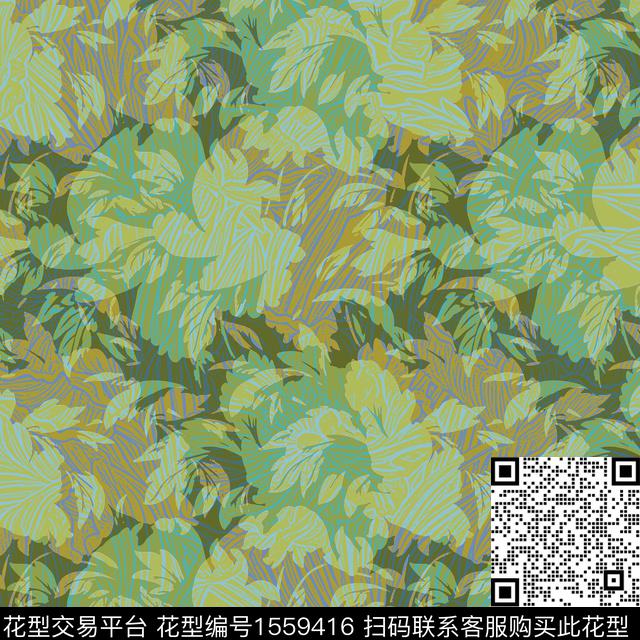 植物叶子平面花卉数码印花华亿平台下载（图片编号: 1559416） - 瓦栏（Walan）