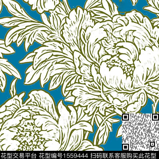 花卉大花植物数码印花华亿平台下载（图片编号: 1559444） - 瓦栏（Walan）