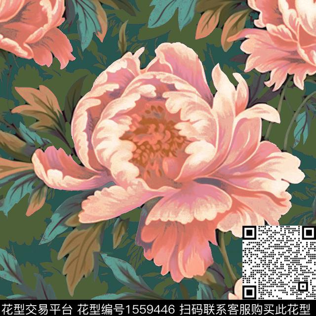 花卉大花植物数码印花华亿平台下载（图片编号: 1559446） - 瓦栏（Walan）