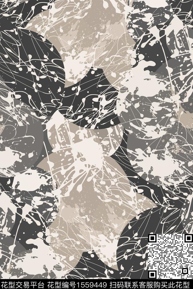 抽象肌理涂鸦数码印花华亿平台下载（图片编号: 1559449） - 瓦栏（Walan）