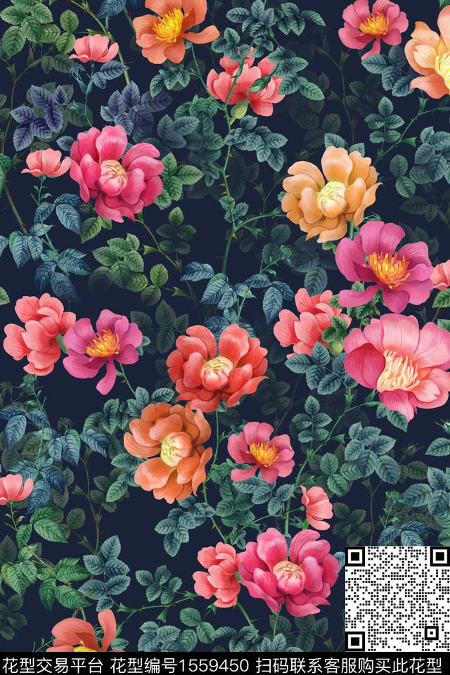 植物花卉绿植树叶数码印花华亿平台下载（图片编号: 1559450） - 瓦栏（Walan）