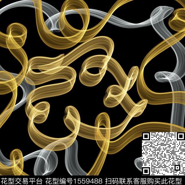 定位曲线黑底数码印花华亿平台下载（图片编号: 1559488） - 瓦栏（Walan）