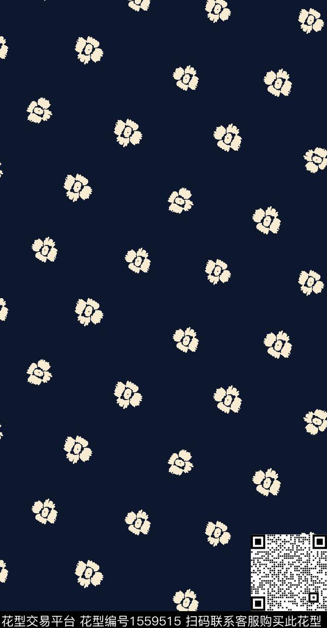 黑底花卉小碎花女装传统印花华亿平台下载（图片编号: 1559515） - 瓦栏（Walan）