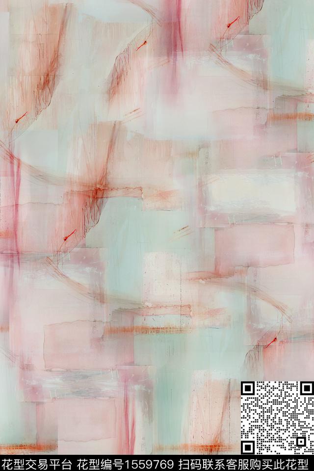 抽象肌理涂鸦数码印花华亿平台下载（图片编号: 1559769） - 瓦栏（Walan）