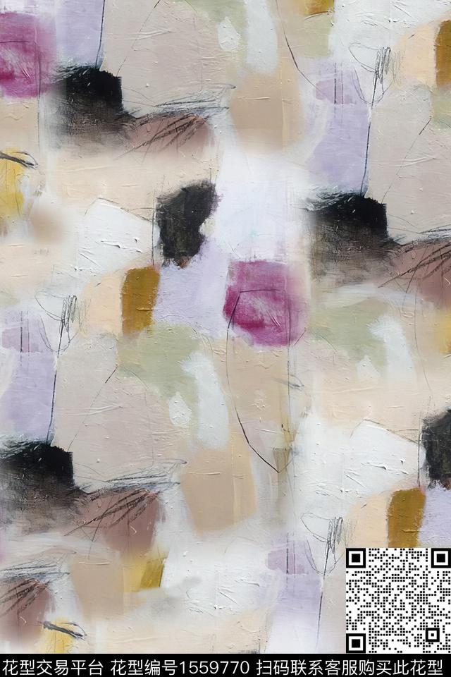 抽象肌理涂鸦数码印花华亿平台下载（图片编号: 1559770） - 瓦栏（Walan）