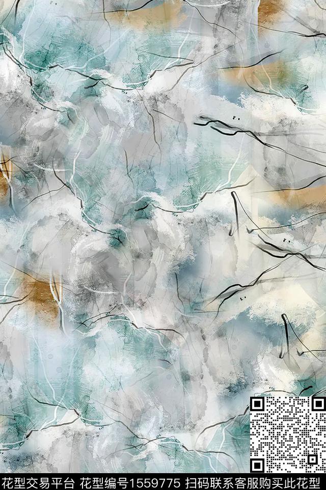 抽象肌理线条数码印花华亿平台下载（图片编号: 1559775） - 瓦栏（Walan）