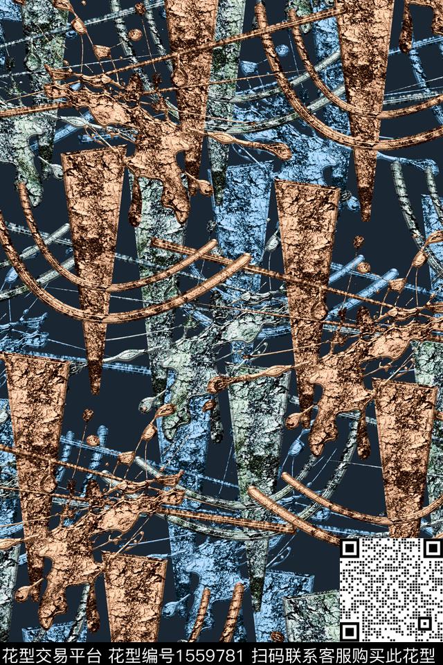 抽象几何涂鸦数码印花华亿平台下载（图片编号: 1559781） - 瓦栏（Walan）