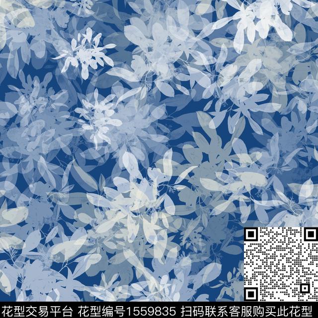 剪影叶子绿植树叶数码印花华亿平台下载（图片编号: 1559835） - 瓦栏（Walan）