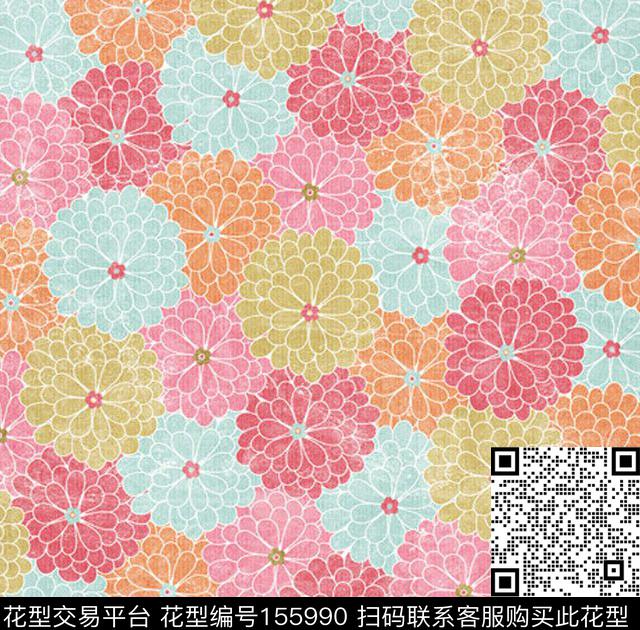 花朵清新可爱传统印花华亿平台下载（图片编号: 155990） - 瓦栏（Walan）