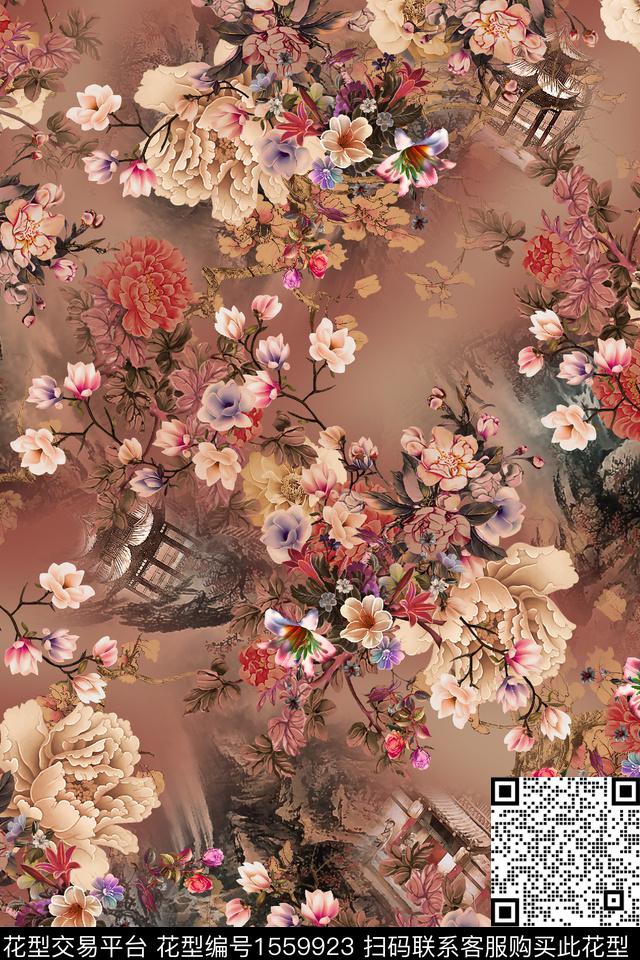 中老年女装底纹建筑数码印花华亿平台下载（图片编号: 1559923） - 瓦栏（Walan）