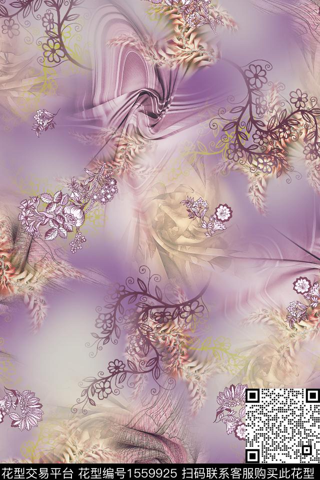 中老年女装底纹布纹数码印花华亿平台下载（图片编号: 1559925） - 瓦栏（Walan）