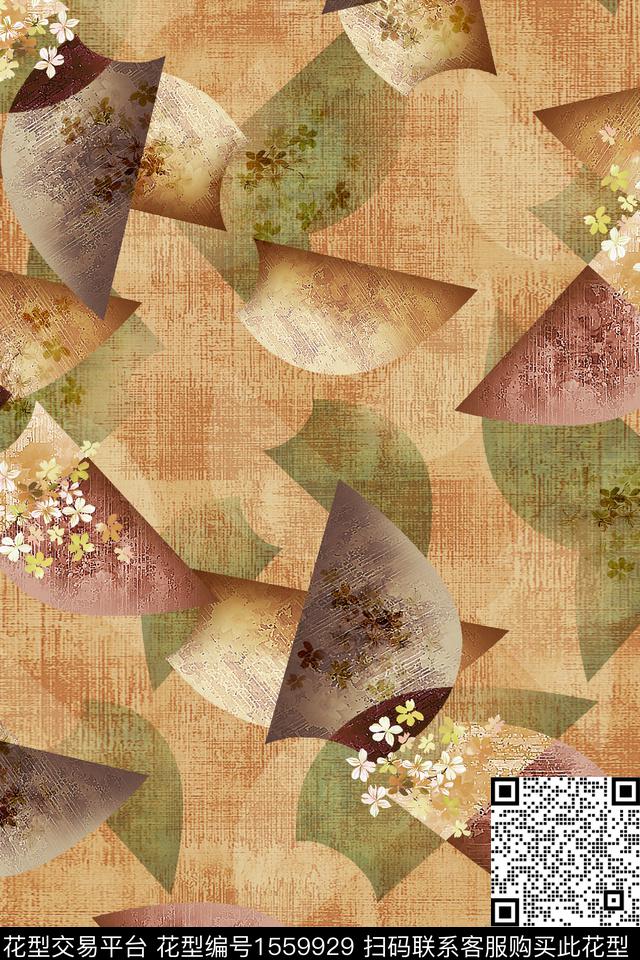 纹理几何花卉数码印花华亿平台下载（图片编号: 1559929） - 瓦栏（Walan）