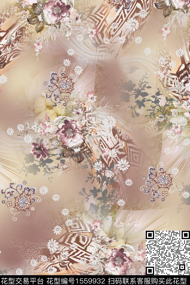 底纹民族风花卉数码印花华亿平台下载（图片编号: 1559932） - 瓦栏（Walan）