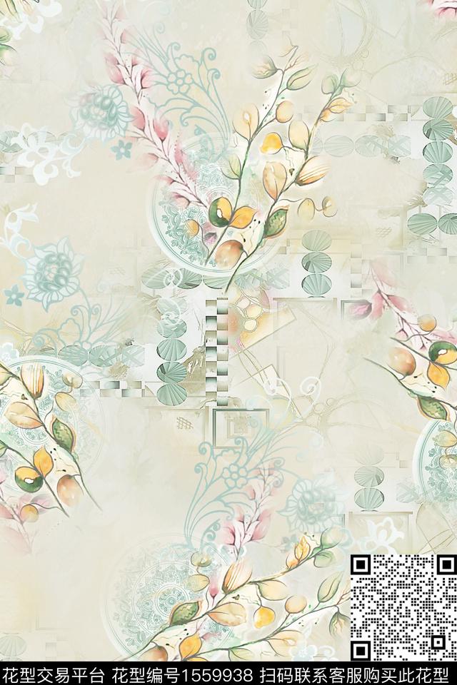 底纹花卉1/2接数码印花华亿平台下载（图片编号: 1559938） - 瓦栏（Walan）