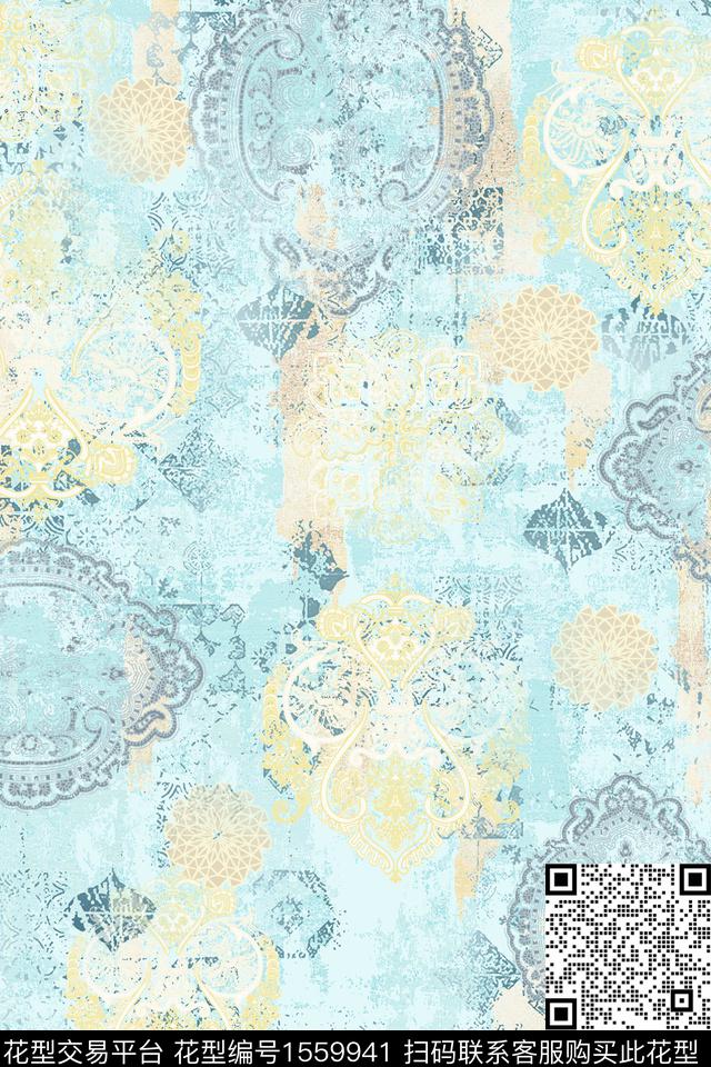 民族纹样肌理数码印花华亿平台下载（图片编号: 1559941） - 瓦栏（Walan）