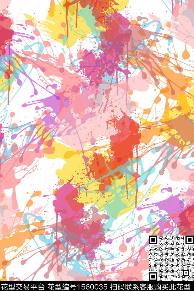 抽象女装涂鸦数码印花华亿平台下载（图片编号: 1560035） - 瓦栏（Walan）