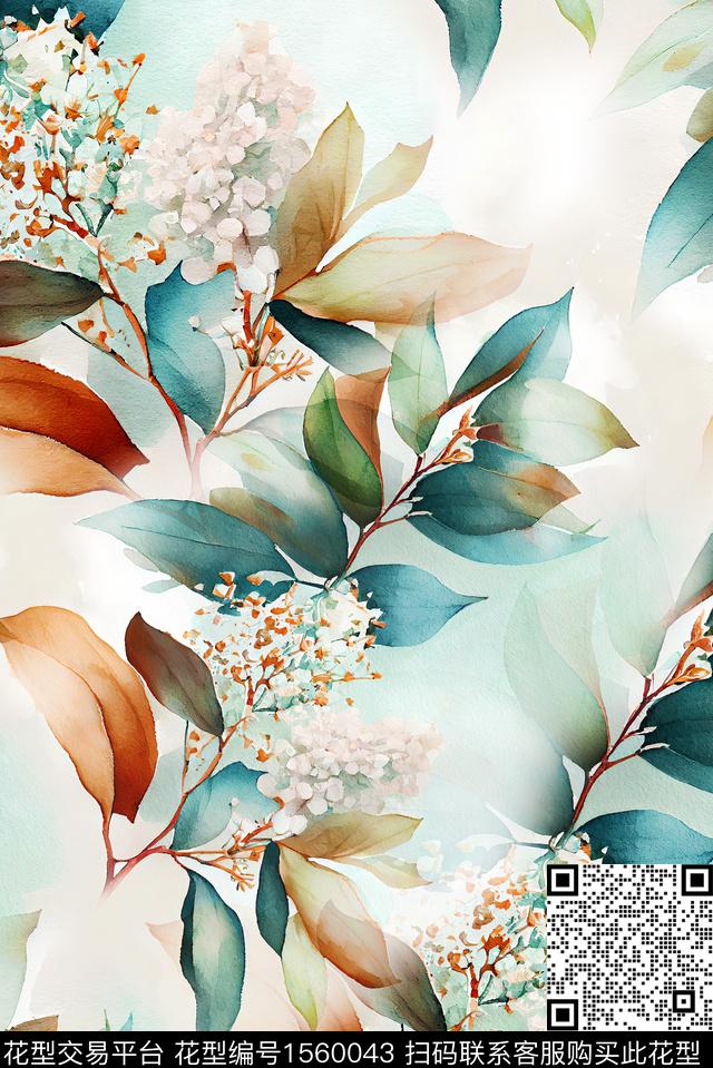花卉水彩水彩花卉数码印花华亿平台下载（图片编号: 1560043） - 瓦栏（Walan）